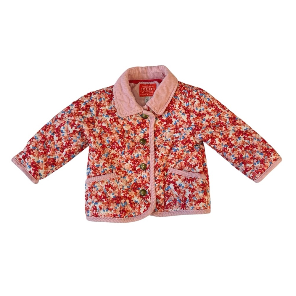 Joules Baby Mabel Floral Quilted Jacket Corduroy Trim 3-6 Months